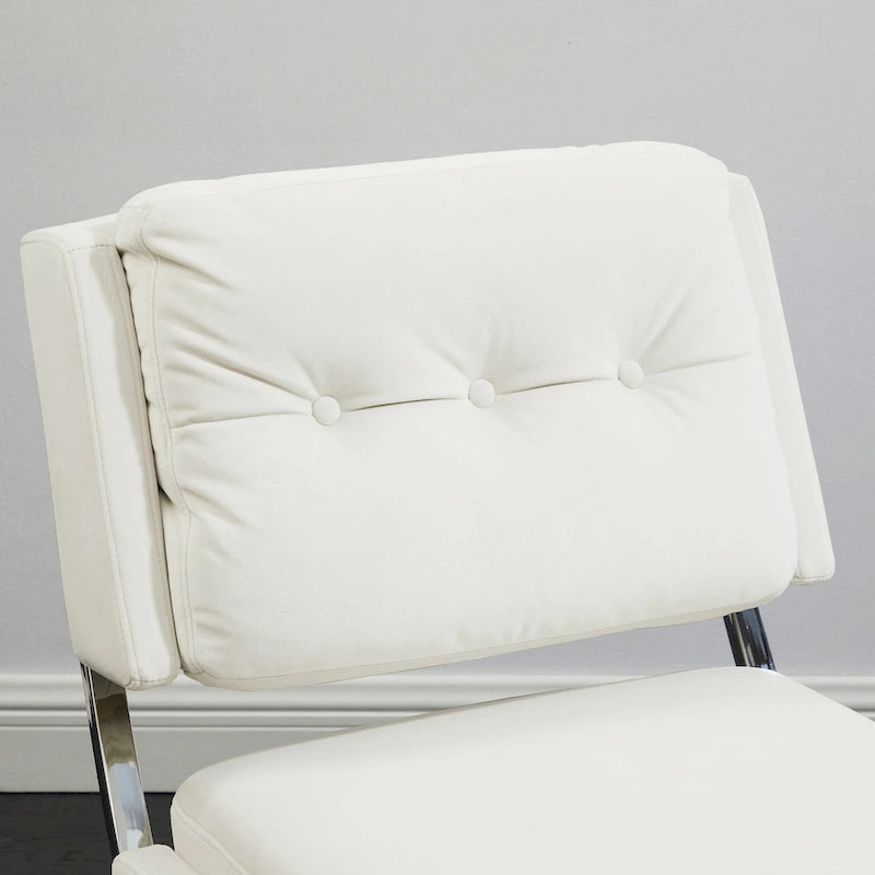 Modern Velvet Armless Accent Chair with Chrome Legs