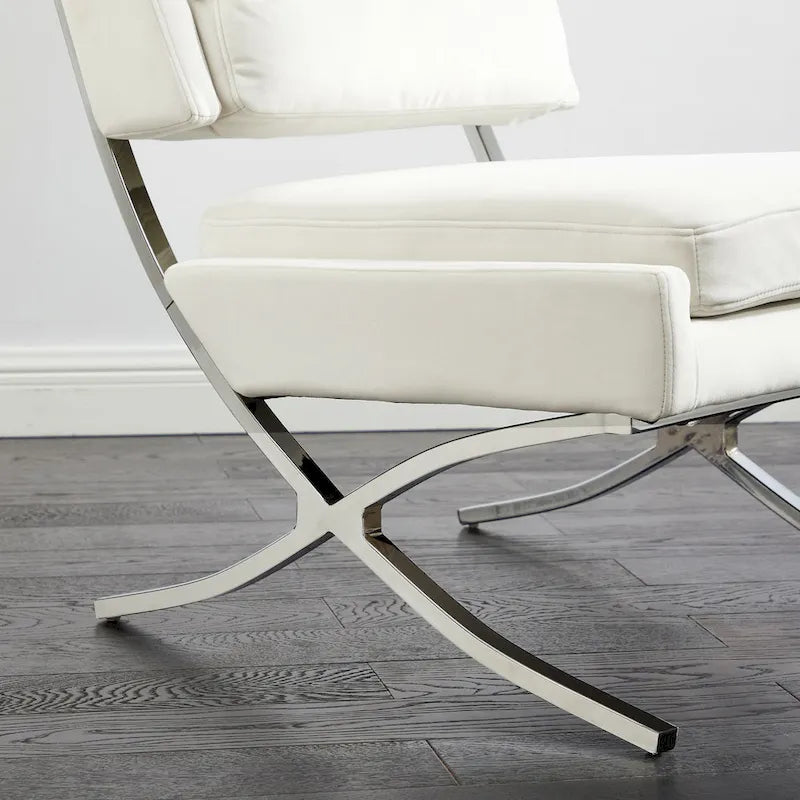 Modern Velvet Armless Accent Chair with Chrome Legs