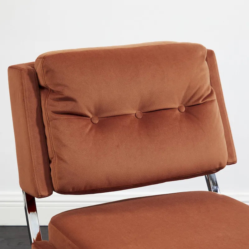 Modern Velvet Armless Accent Chair with Chrome Legs