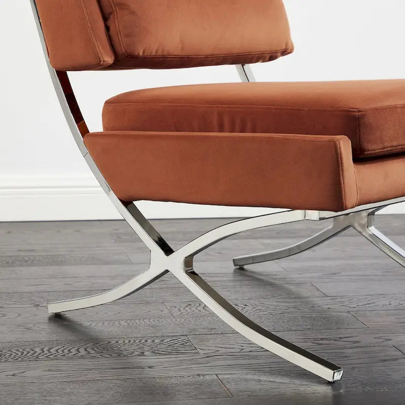 Modern Velvet Armless Accent Chair with Chrome Legs