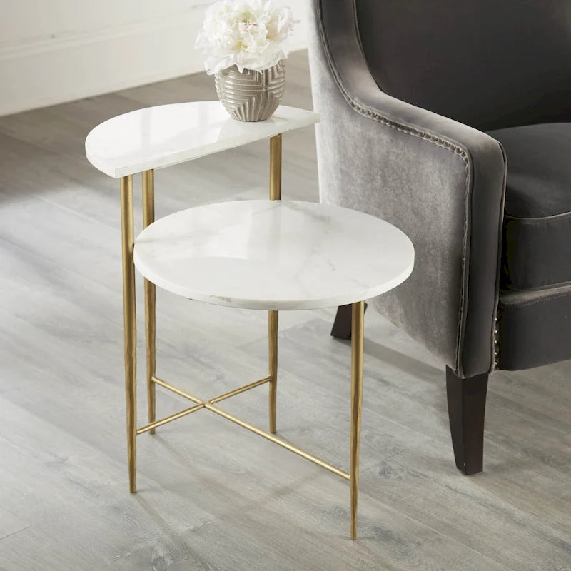 Steve Silver Parkes White Marble Top Accent Table
