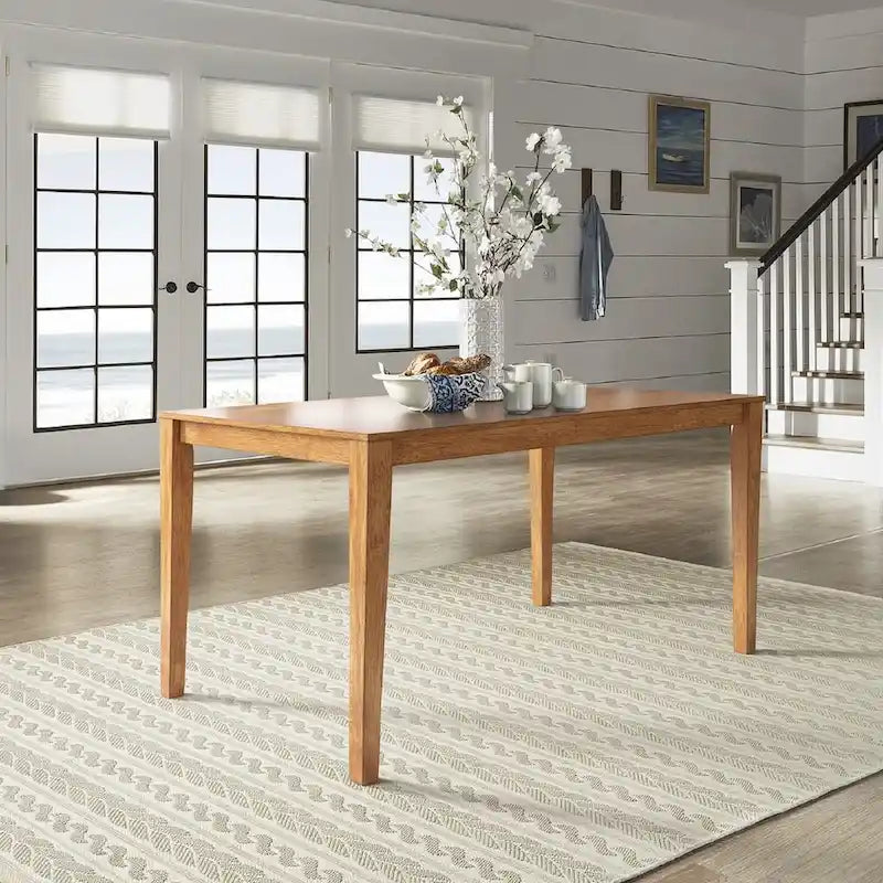 60-Inch Rectangular Wood Dining Table for Six