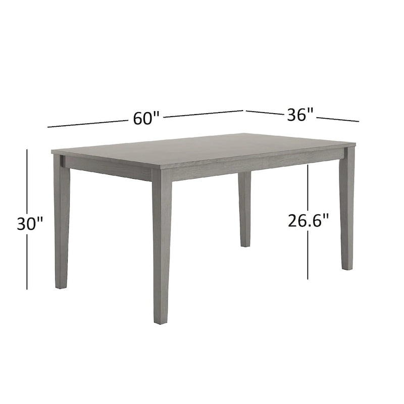 60-Inch Rectangular Wood Dining Table for Six