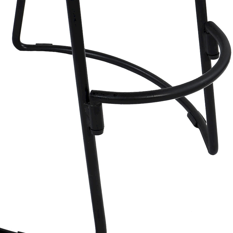 24-Inch Backless Mango Wood Barstool with Black Iron Base