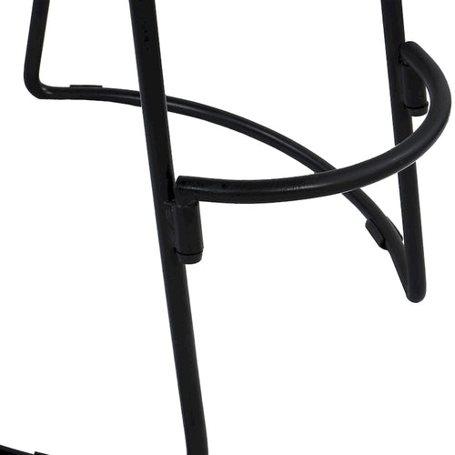 24-Inch Backless Mango Wood Barstool with Black Iron Base