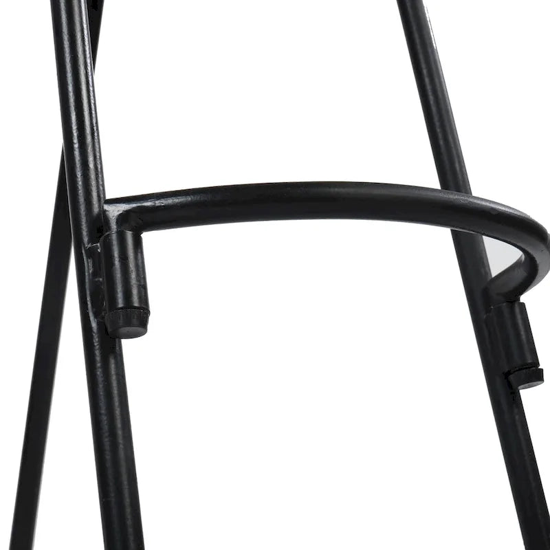 24-Inch Backless Mango Wood Barstool with Black Iron Base