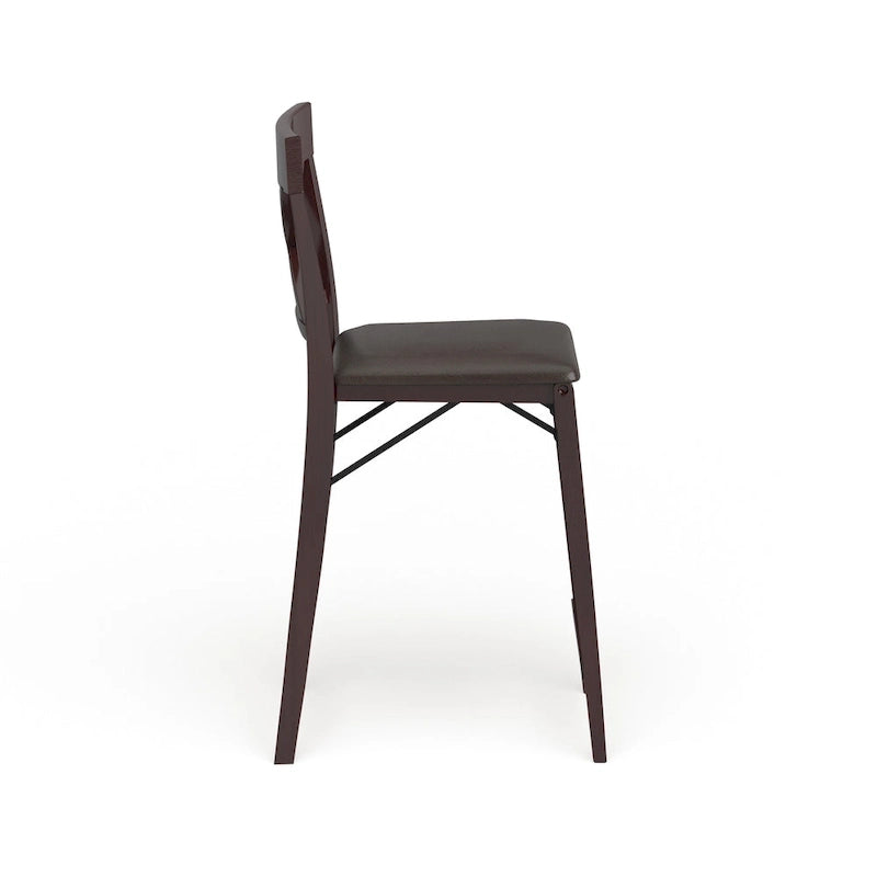 24-Inch Folding Counter Stool with Upholstered Seat and X-Back