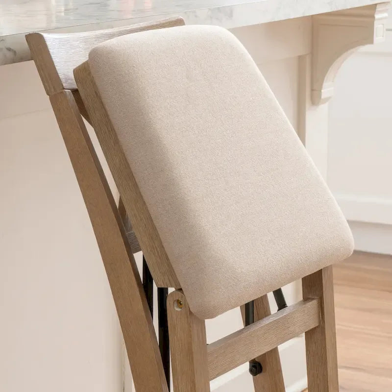 24-Inch Folding Counter Stool with Upholstered Seat and X-Back