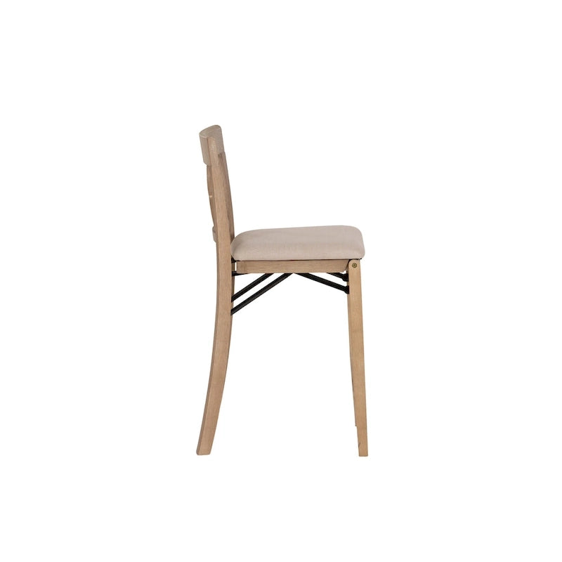 24-Inch Folding Counter Stool with Upholstered Seat and X-Back