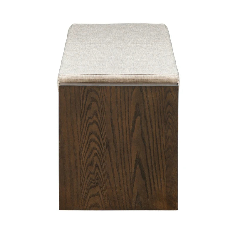48-Inch Cushioned Wood Bench with Lower Shelf