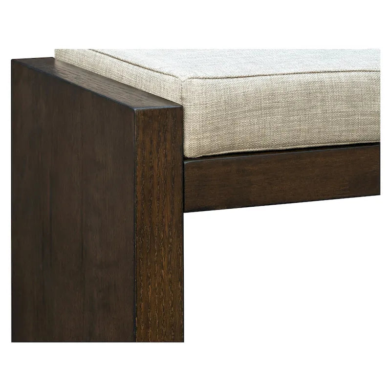 48-Inch Cushioned Wood Bench with Lower Shelf