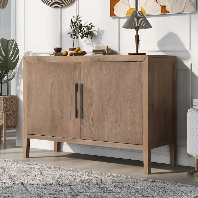47.2-Inch Two-Door Sideboard with Adjustable Shelf and Oak Legs