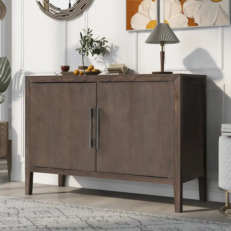 47.2-Inch Two-Door Sideboard with Adjustable Shelf and Oak Legs