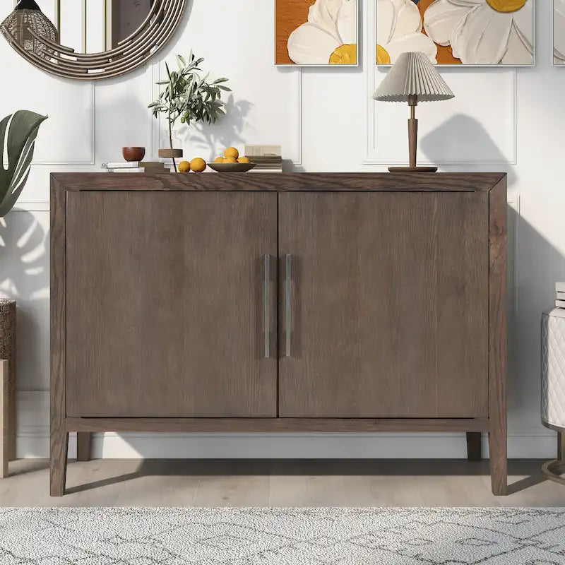 47.2-Inch Two-Door Sideboard with Adjustable Shelf and Oak Legs