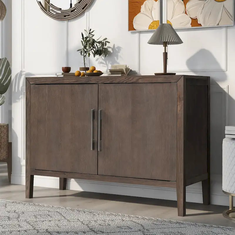 47.2-Inch Two-Door Sideboard with Adjustable Shelf and Oak Legs
