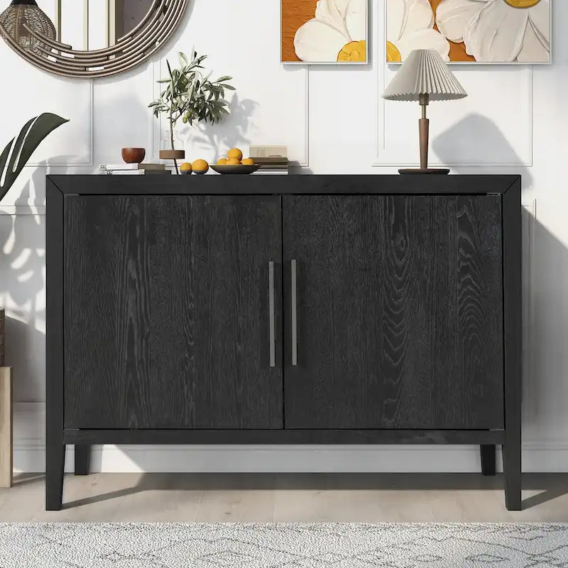 47.2-Inch Two-Door Sideboard with Adjustable Shelf and Oak Legs