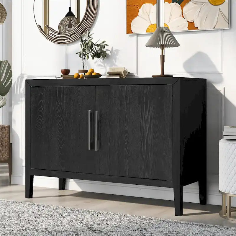 47.2-Inch Two-Door Sideboard with Adjustable Shelf and Oak Legs