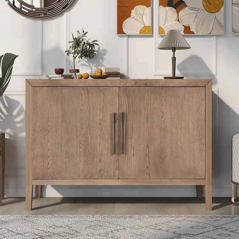 47.2-Inch Two-Door Sideboard with Adjustable Shelf and Oak Legs