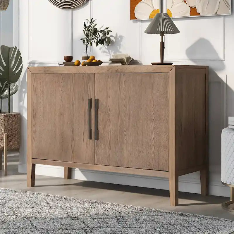 47.2-Inch Two-Door Sideboard with Adjustable Shelf and Oak Legs