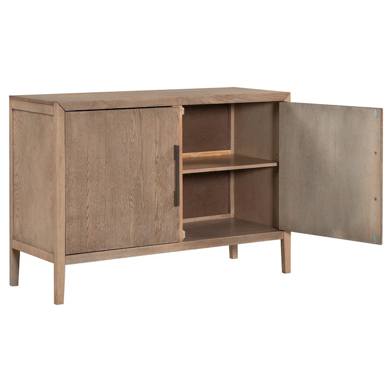 47.2-Inch Two-Door Sideboard with Adjustable Shelf and Oak Legs