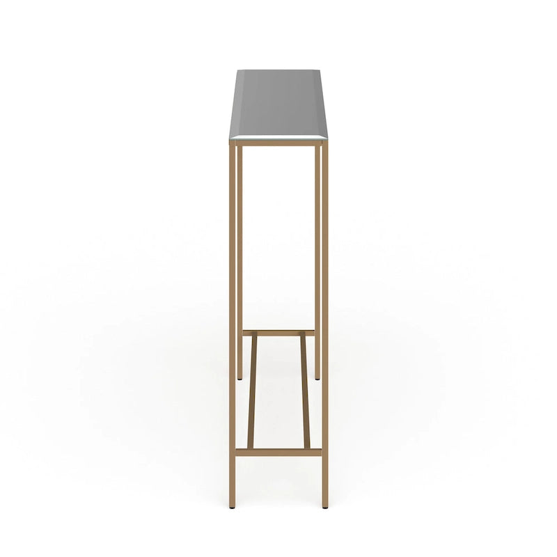 56-Inch Narrow Console Table with Beveled Mirrored Top
