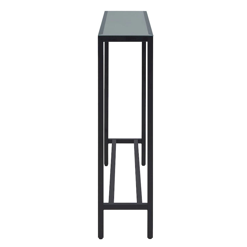 56-Inch Narrow Console Table with Beveled Mirrored Top