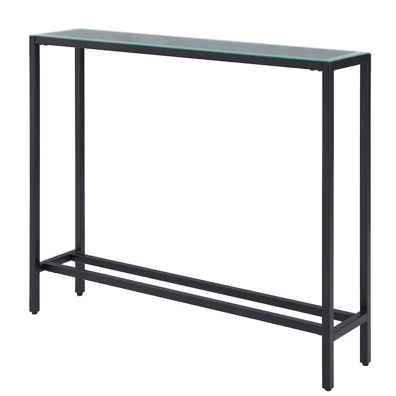 56-Inch Narrow Console Table with Beveled Mirrored Top