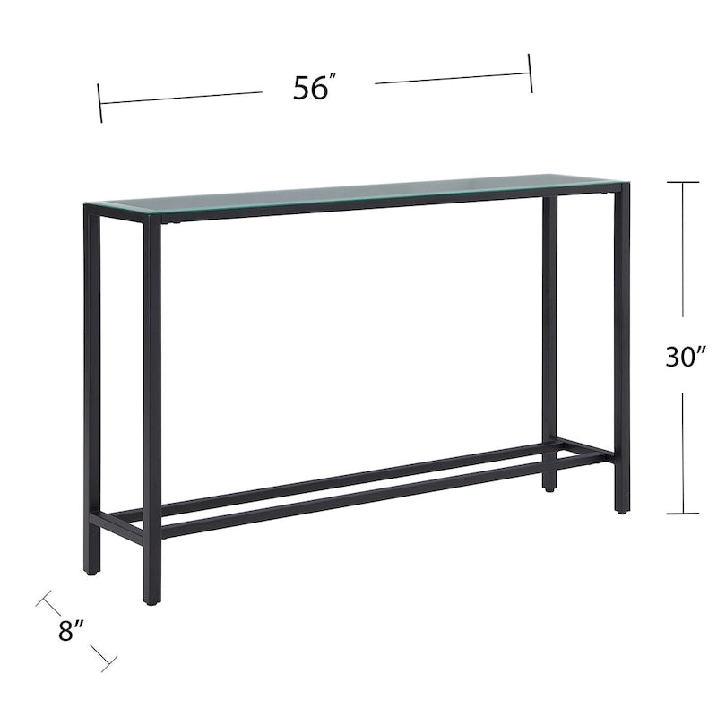 56-Inch Narrow Console Table with Beveled Mirrored Top