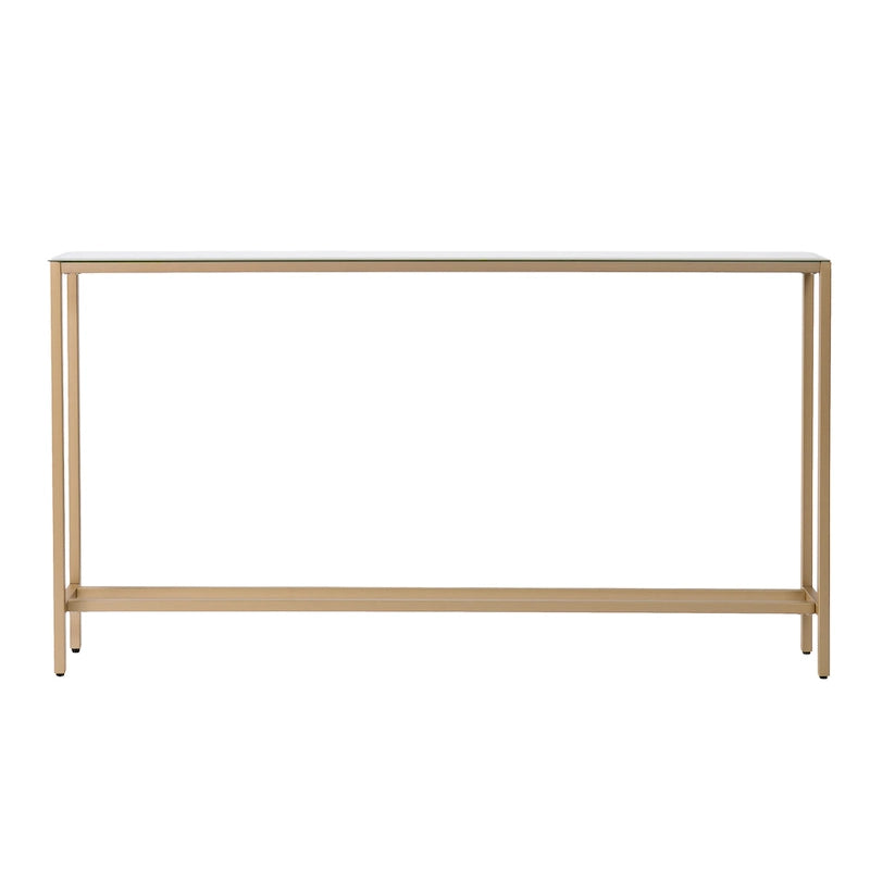 56-Inch Narrow Console Table with Beveled Mirrored Top