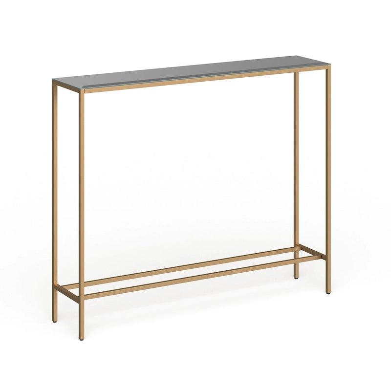 56-Inch Narrow Console Table with Beveled Mirrored Top
