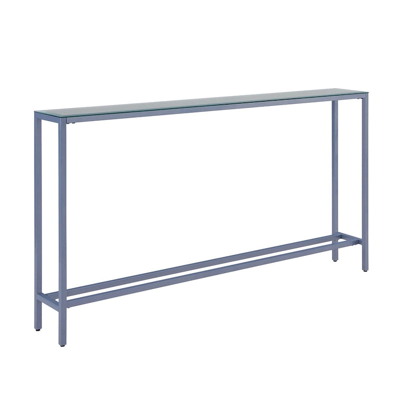 56-Inch Narrow Console Table with Beveled Mirrored Top