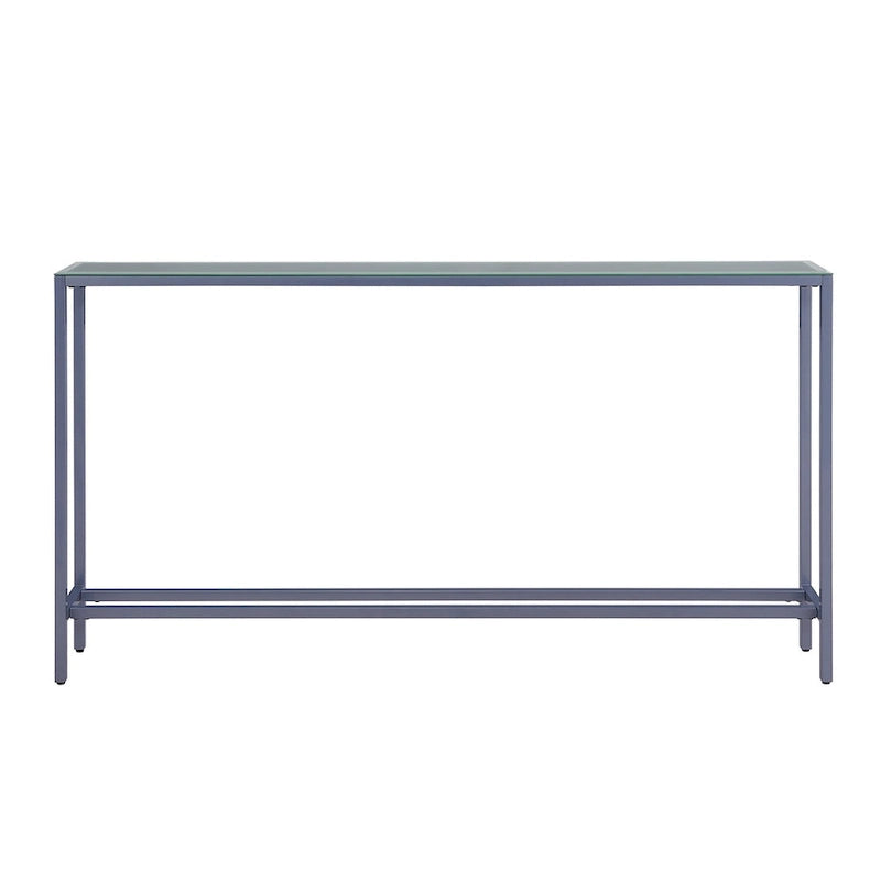 56-Inch Narrow Console Table with Beveled Mirrored Top