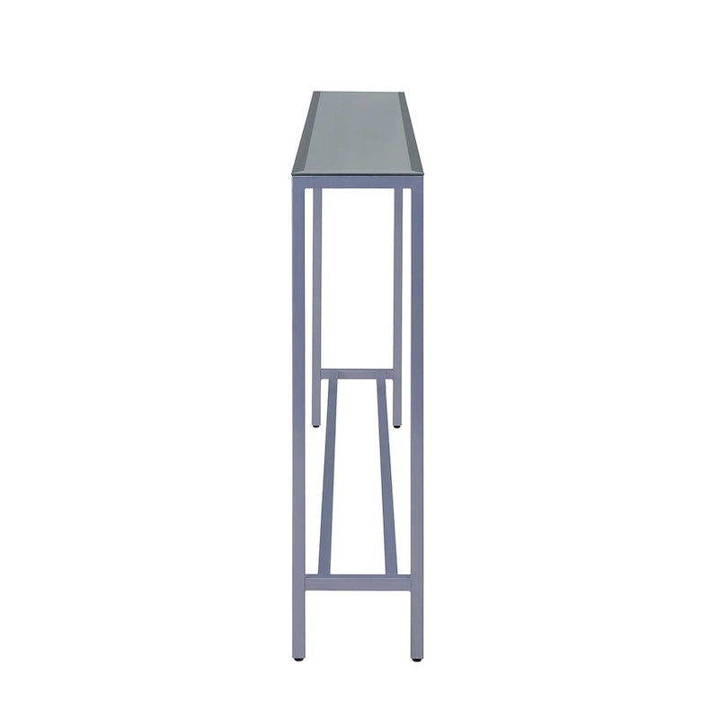 56-Inch Narrow Console Table with Beveled Mirrored Top