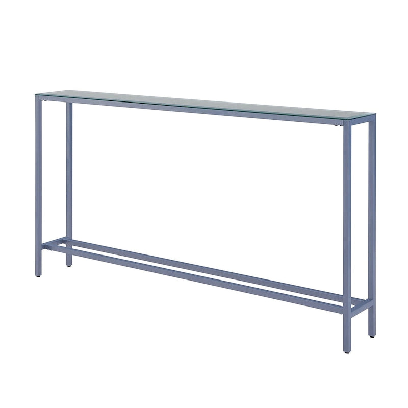 56-Inch Narrow Console Table with Beveled Mirrored Top