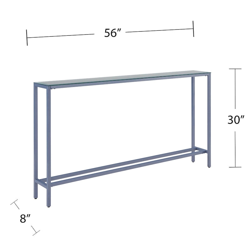 56-Inch Narrow Console Table with Beveled Mirrored Top