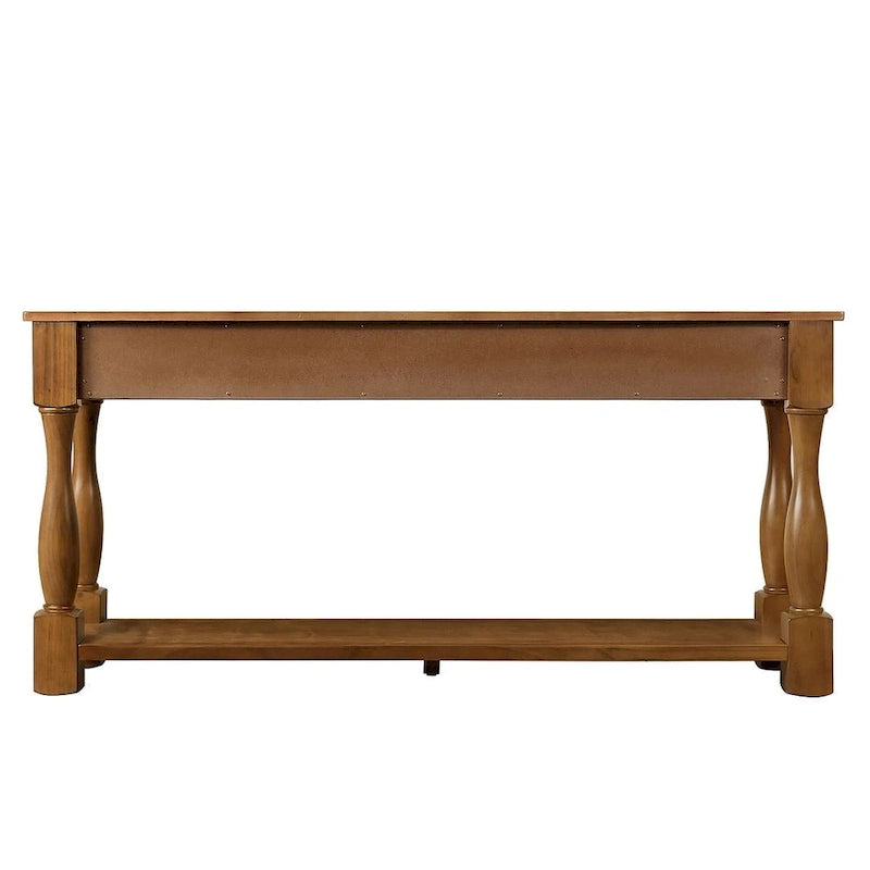 63.38-Inch Console Table with Three Drawers and Bottom Shelf