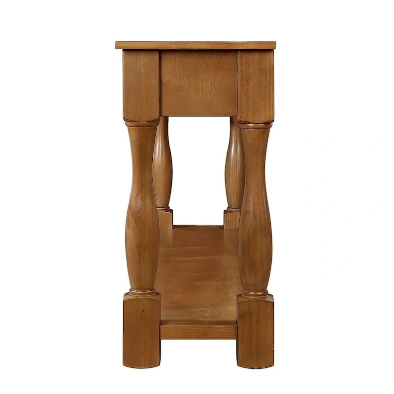 63.38-Inch Console Table with Three Drawers and Bottom Shelf