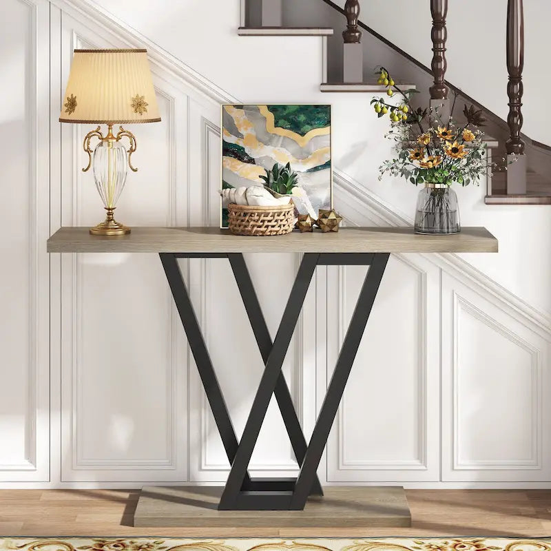 43.1-Inch Industrial Console Table with V-Shaped Metal Frame