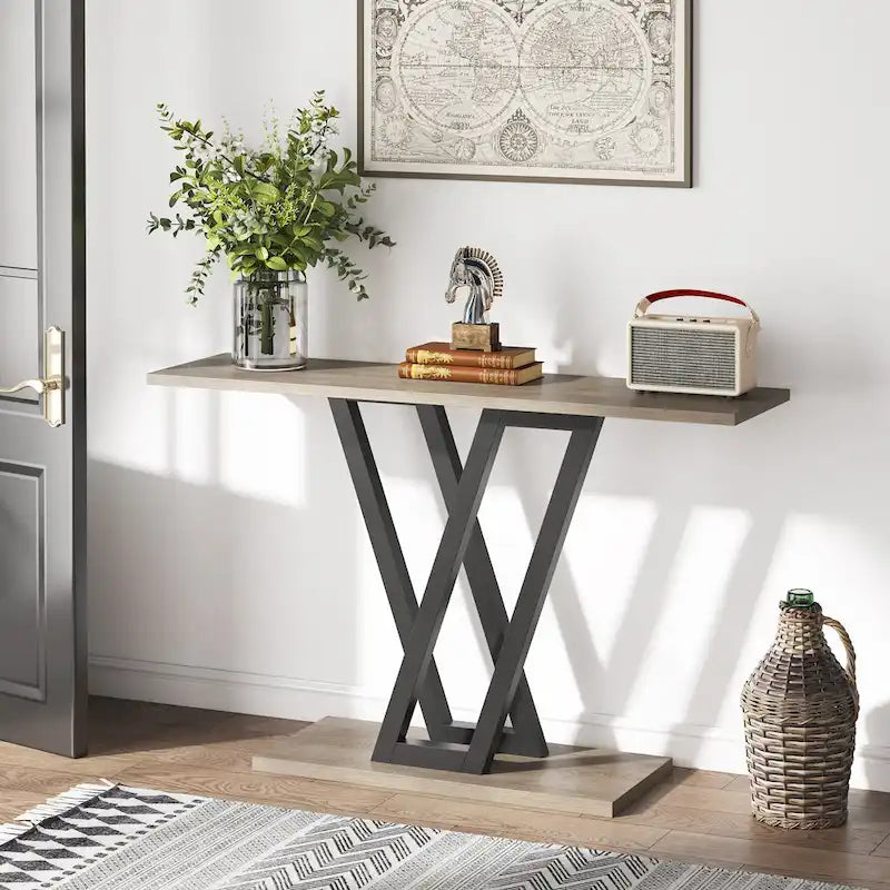 43.1-Inch Industrial Console Table with V-Shaped Metal Frame