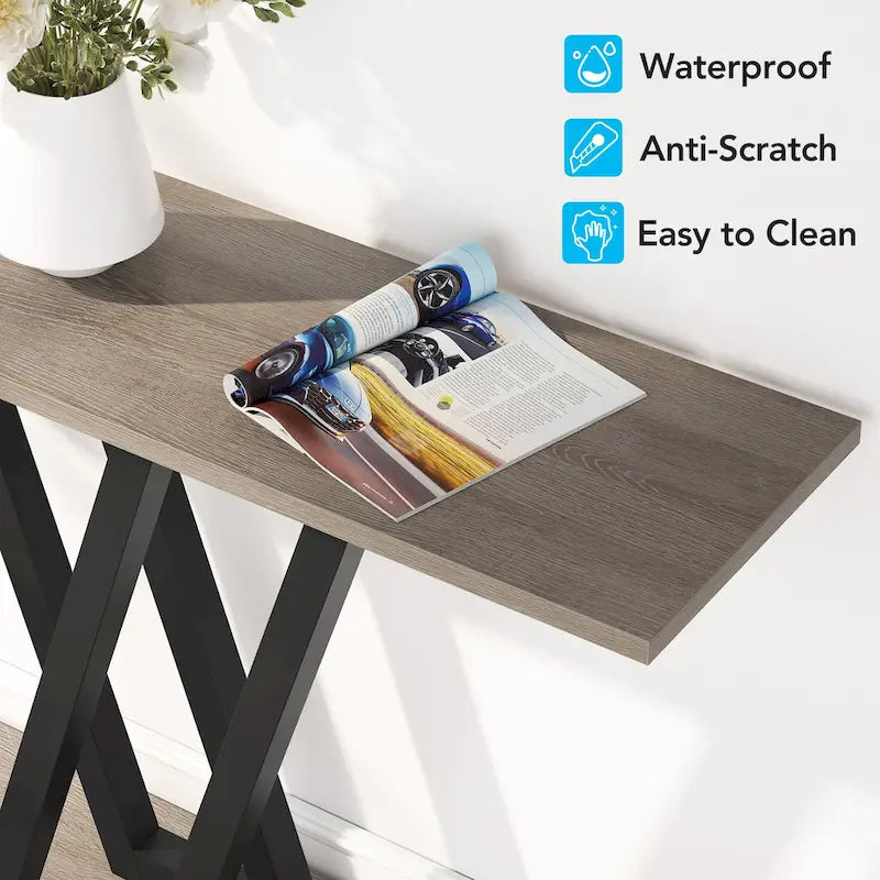43.1-Inch Industrial Console Table with V-Shaped Metal Frame
