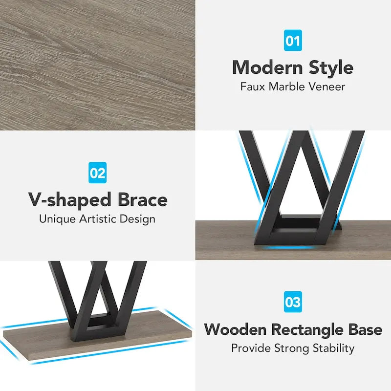 43.1-Inch Industrial Console Table with V-Shaped Metal Frame