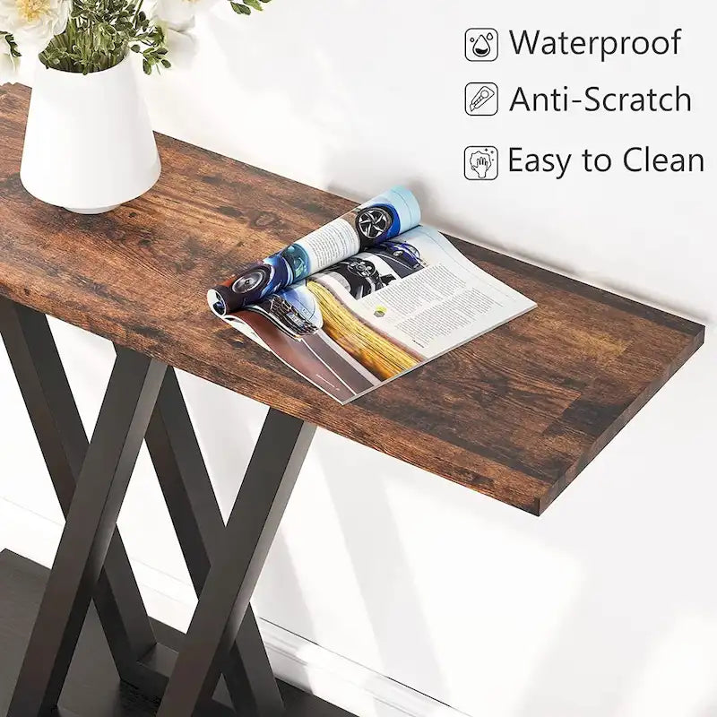 43.1-Inch Industrial Console Table with V-Shaped Metal Frame