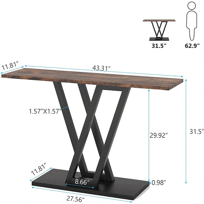 43.1-Inch Industrial Console Table with V-Shaped Metal Frame