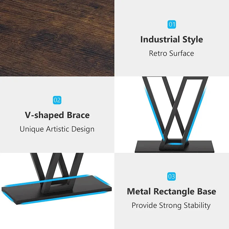 43.1-Inch Industrial Console Table with V-Shaped Metal Frame