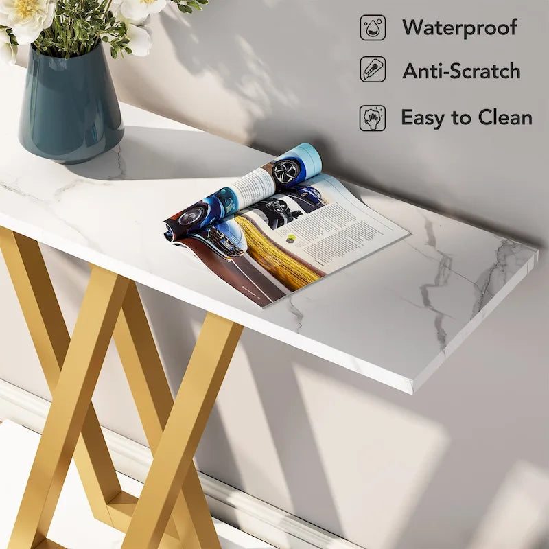 43.1-Inch Industrial Console Table with V-Shaped Metal Frame