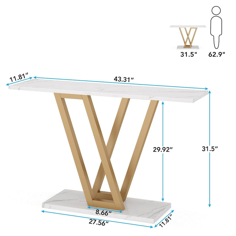 43.1-Inch Industrial Console Table with V-Shaped Metal Frame