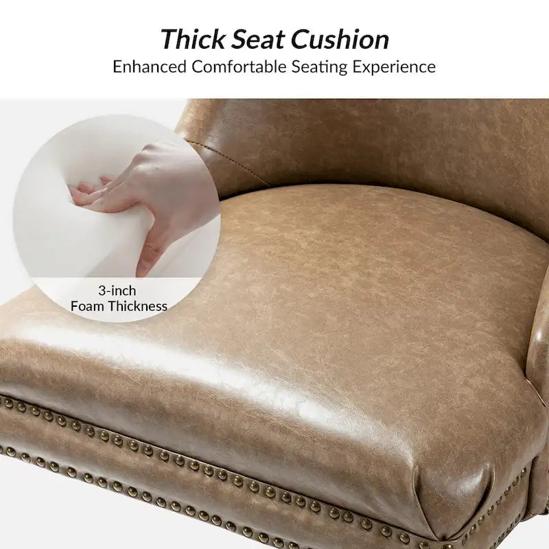 Height-Adjustable Faux Leather Swivel Task Chair with Nailhead Trim
