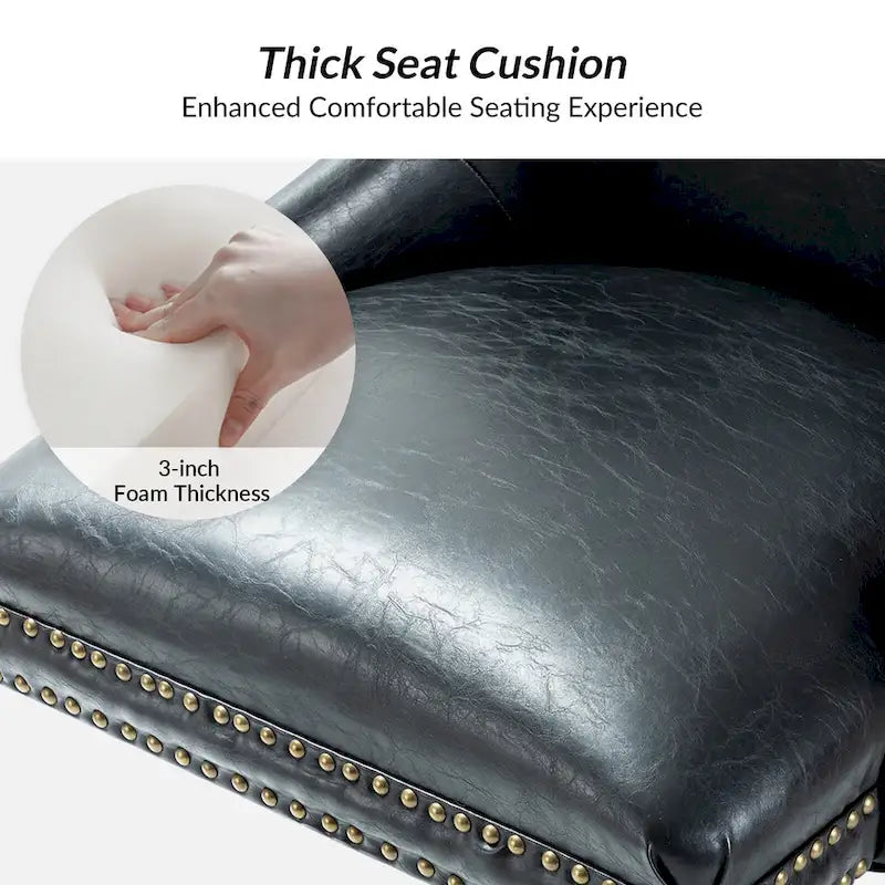 Height-Adjustable Faux Leather Swivel Task Chair with Nailhead Trim
