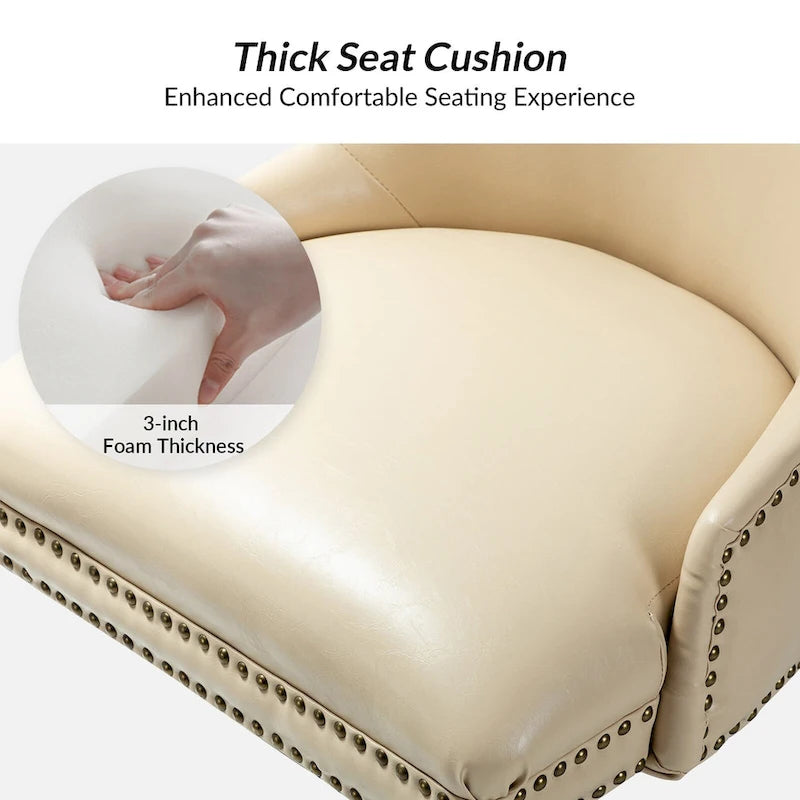 Height-Adjustable Faux Leather Swivel Task Chair with Nailhead Trim