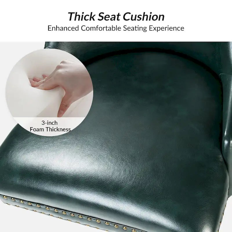 Height-Adjustable Faux Leather Swivel Task Chair with Nailhead Trim